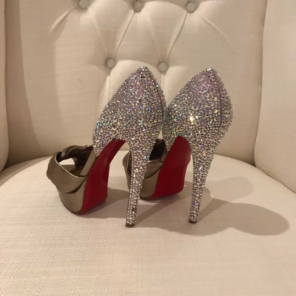 Crystal and bronze peep toe Christian louboutin